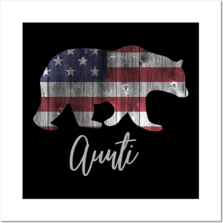 Aunti Bear 4th of july flag american Posters and Art